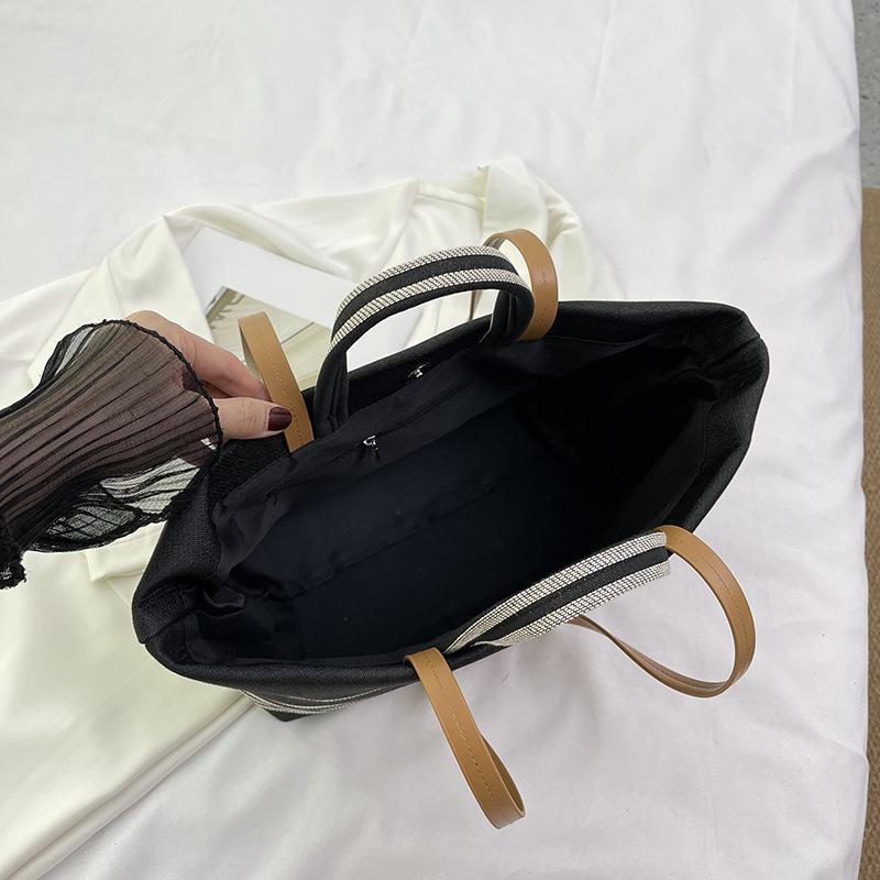 New niche naval striped canvas large shopping bag tote bag shoulder handbag women's bag