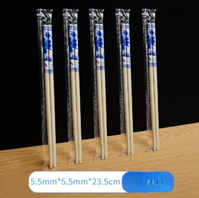 50 Pairs of Disposable Chopsticks Independent Packaging Chinese Blue Creative Gifts Bamboo Chopsticks Sushi Restaurant Supplies