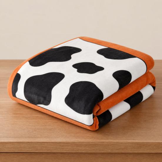 Flannel Cow Print Blanket, Soft Warm Fuzzy Fleece Throw Blanket, Cozy Plush Blanket for Couch Bed Travel