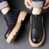 Fashion Fashion Cow Leather Platform Motorcycle Boots for Men Autumn Winter Soft Sole Men's Shoes Designer Retro Casual Male Ankle Boots
