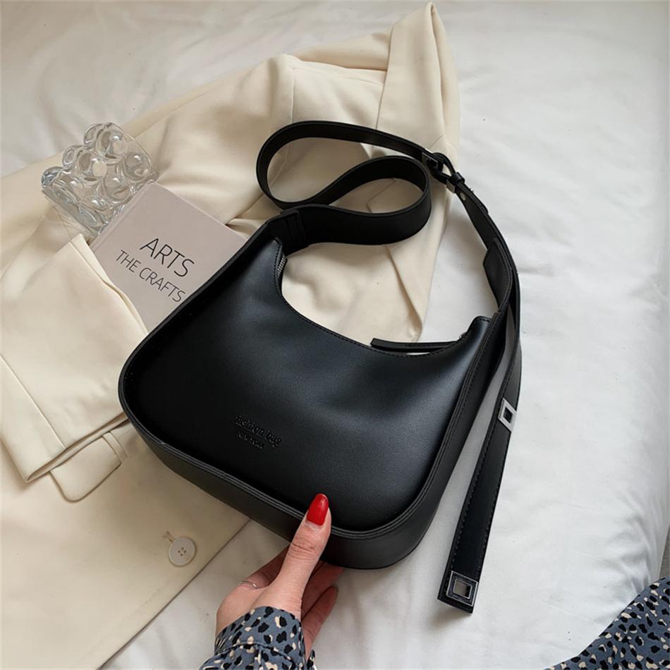 Small Designer Women's Black Bag Simple Retro Crossbody Bags Luxury Pu Leather Female Handbags Pure Color Bucket Shoulder Sac