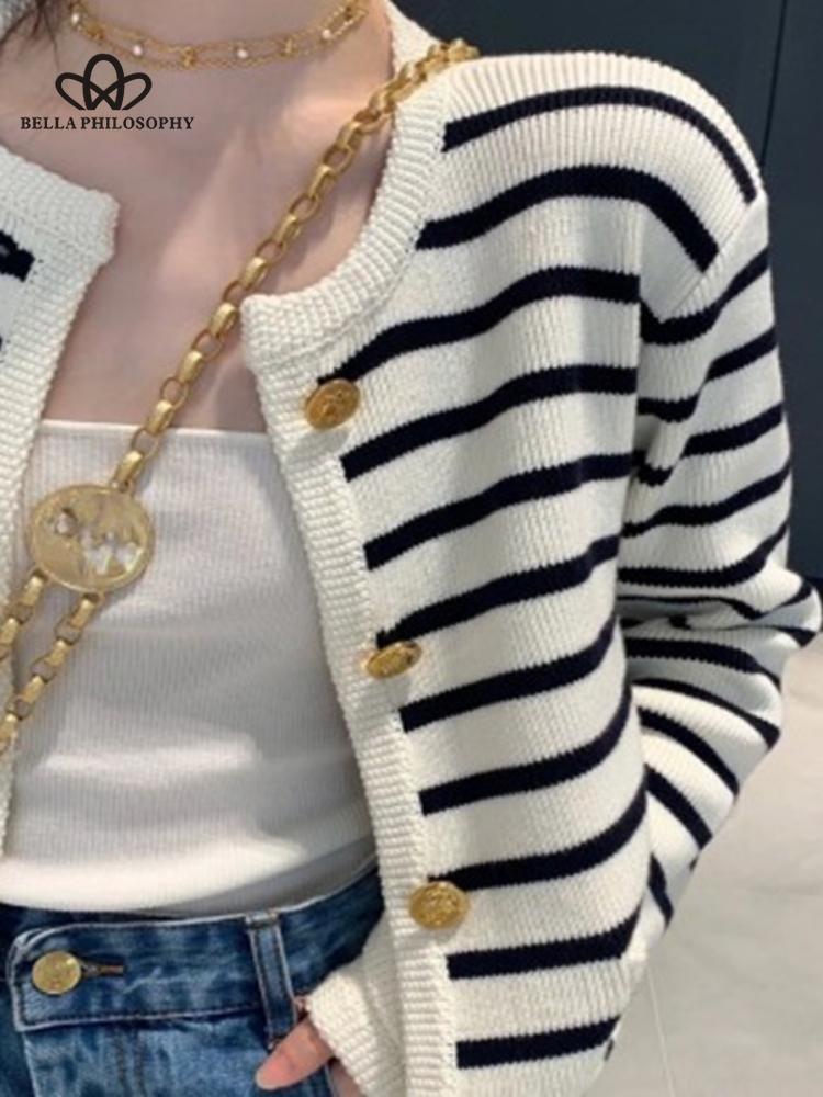 Women Fashion Striped Cardigan Casual Long Knitted Cardigan Women Sweater Coat New Cardigans Woman Clothes