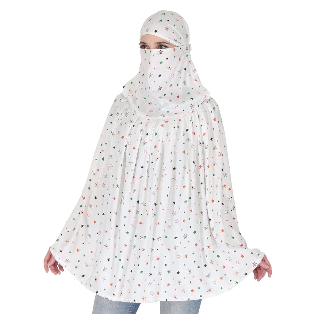 HETVIN Cotton Long Scarf Cum Mask Scarves Usable for Vehicle Driver | White Printed Design Fabric | Universal Size | Soft & Breathable Sun Protectio