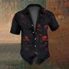 Moda Uomo Abbigliamento da Festa Stampa Teschio Horror Retrò Camicia a Maniche Corte da Uomo Street Casual alla Moda Top Oversize