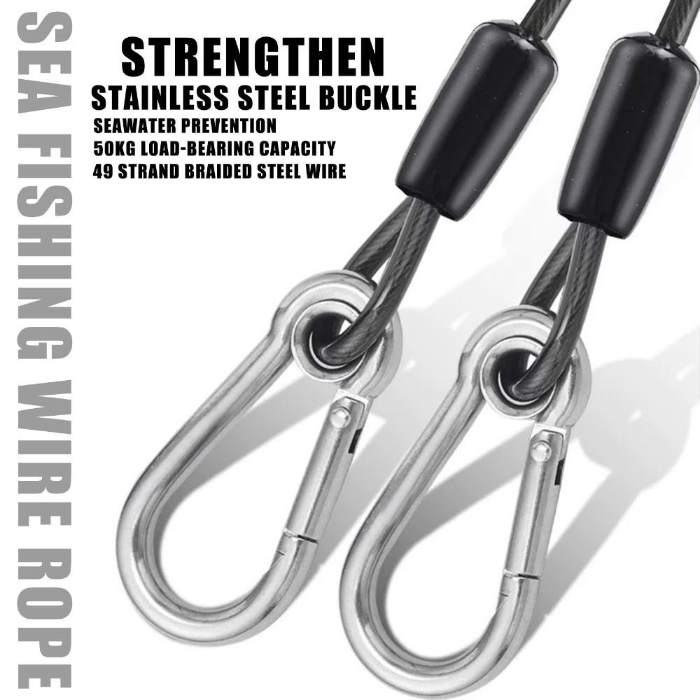 Weighing 50KG Anti-slip Rope with Metal Carabiner Anti Falling Steel Wire Fishing Lanyards