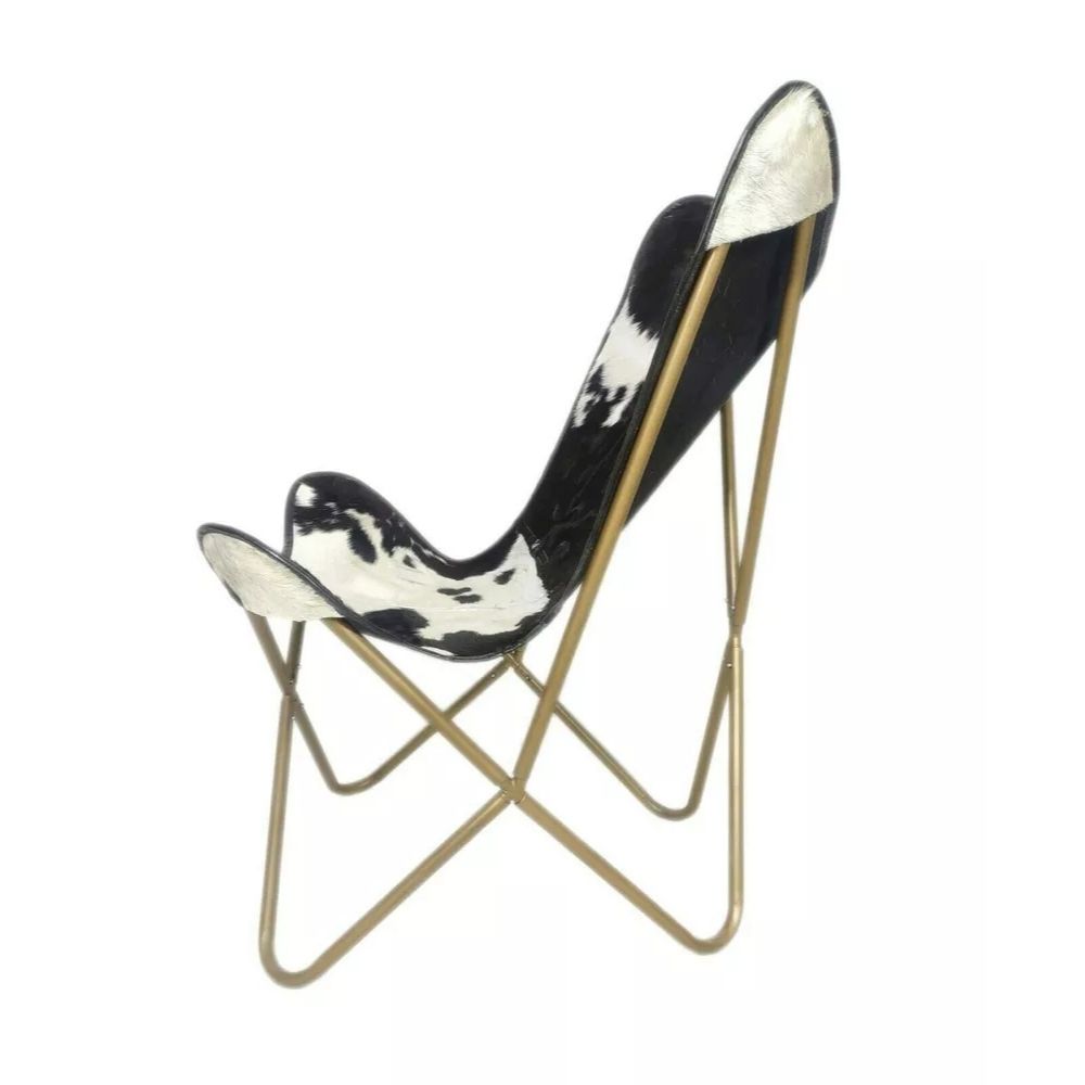 Scaun pliant fluture din piele de vacă vintage nou, cu scaun extensibil, fotoliu relaxant, tip fluture