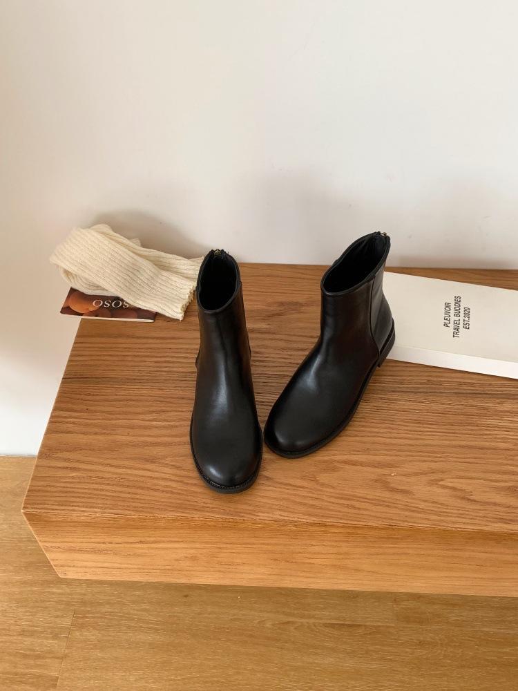 Short Boots Women's Spring and Autumn Single Boots 2025 New Thick Heel Thin Boots Autumn and Winter Chelsea Martin Boots Short and Bare Boots