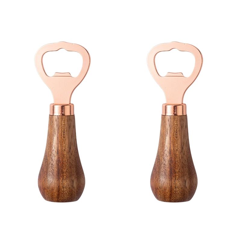 2/4Pcs Beer Bottle Opener Creative Wooden Handle Opener Portable Stainless Steel Cocktail Drink Cap Opener Bartender Corkscrew
