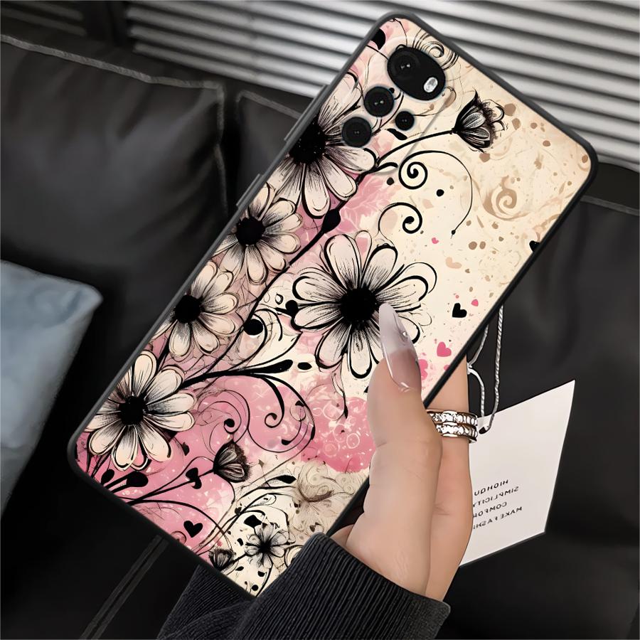 Retro Floral Pattern Case for Motorola Moto G50 G32 G51 G73 Edge 20 Pro 30 Lite G52 G53 G30 G71 G22 Edge40 G60s Phone Cover