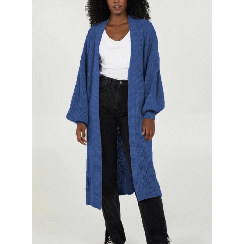Übergroßer Strick-Cardigan-Pullover mit langen Ärmeln für Damen, Winter, lockere Passform, Übergröße, V-Ausschnitt, offene Vorderseite, langer Mantel