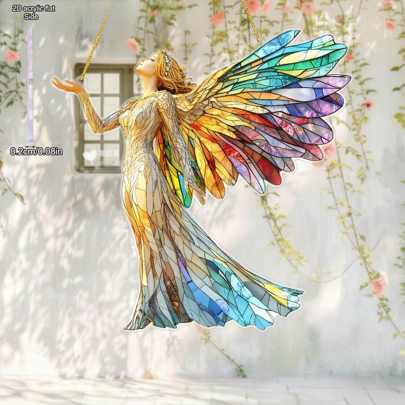 Weihnachtsengel Sonnenfänger Acryl Fensterdekoration Balkon Garten Hängeschild, Perfekt für Zuhause, Küche, Schlafzimmer, Garten