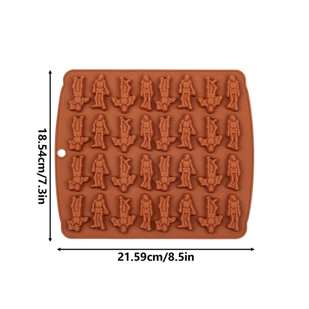 Halloween Chocolate Molds Jellies Skeleton Mould Easy Release Reusable Silicone Molds for Candy Chocolate Gummy Halloween cookie