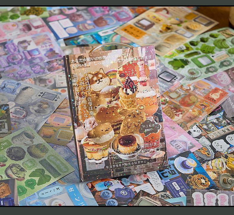 Glimmering Memories Retro Japanese Die-Cut Sticker Book for DIY Collage and Journaling