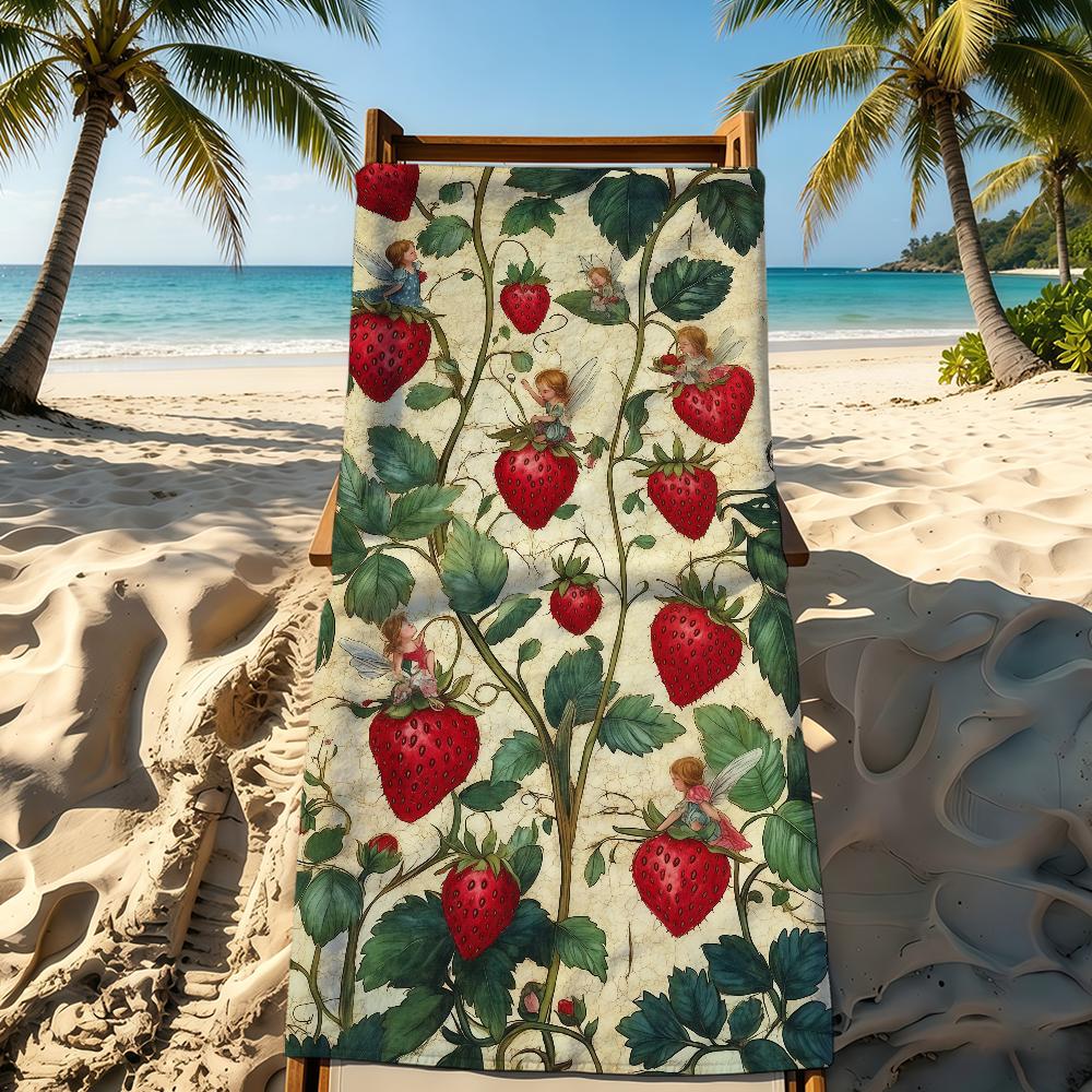 Strawberry Cute Anime Towel For Outdoor Camping Beach Towel Super Absorbent Quick-Drying Summer Towel