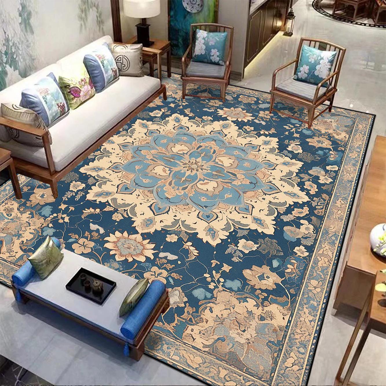 

Персидский американский ретро-ковер, большой коврик для гостиной, декоративный ковер для дома, нескользящий коврик для спальни, гардеробной, моющийся напольный коврик 60x90cm door mat