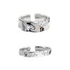 2Pcs Vintage Couple Rings Opening Knuckle Retro Silver Color Unisex Trendy Finger Ring Jewelry For Women Fashion Ring Set