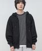 Moderment Applique Washed Oversized Zip-Up Hoodie [Black]