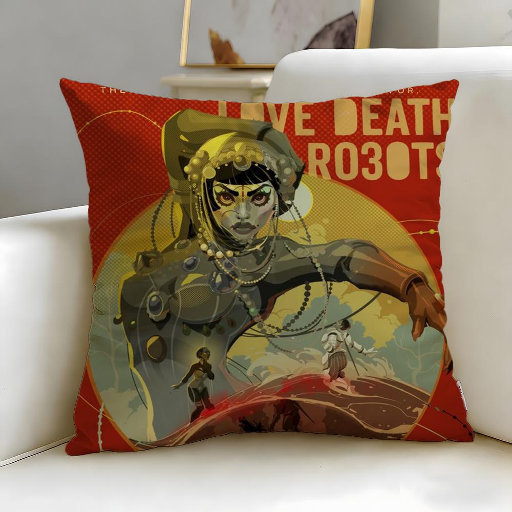 animated series Love Death Robots Cushion Cover Soft EasyWash Pillow Case Versatile for Couch Bed Travel and Office