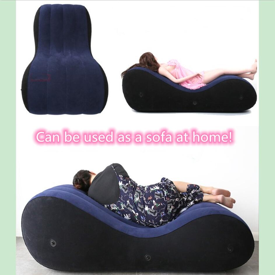 VaHppy "S" Shaped Inflatable Sofa Beds "Sex On Horseback" Individual Airbags Vibrating Undulating 150*61*50CM Handcuffs Included