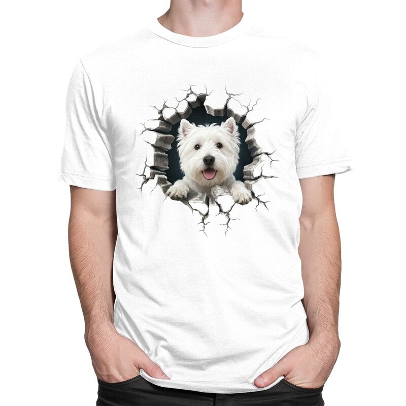 Przełomowy West Highland White Terrier Koszulka Męska 100% Bawełna T-shirt Rekreacyjny Westie Miłośnik Psów Koszulki Streetwear Koszulki