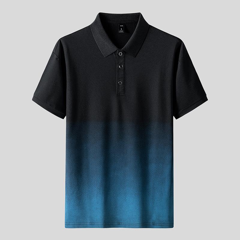 Sommerkragen Poloshirt Herren Gradient Kurzarmhemd Lässig Vielseitiges Oberteil Herren