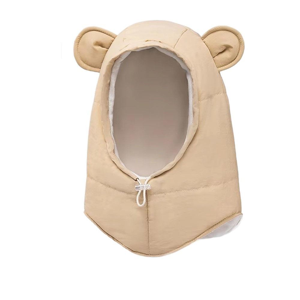 

Solid Color Children Windproof Cap Hood Ski Mask Hat Simple Winter Ear Protection Cap Boy Khaki No Mask