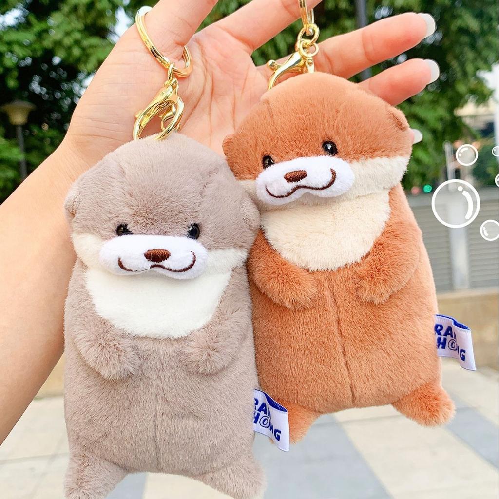 New Cartoon Cute Simulation Otter Plush Doll Keychain Pendant Children's Birthday Gift Super Soft Plush Stuffed Toys Bag Pendant