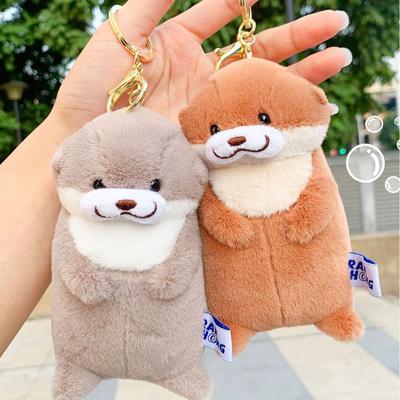 New Cartoon Cute Simulation Otter Plush Doll Keychain Pendant Children's Birthday Gift Super Soft Plush Stuffed Toys Bag Pendant
