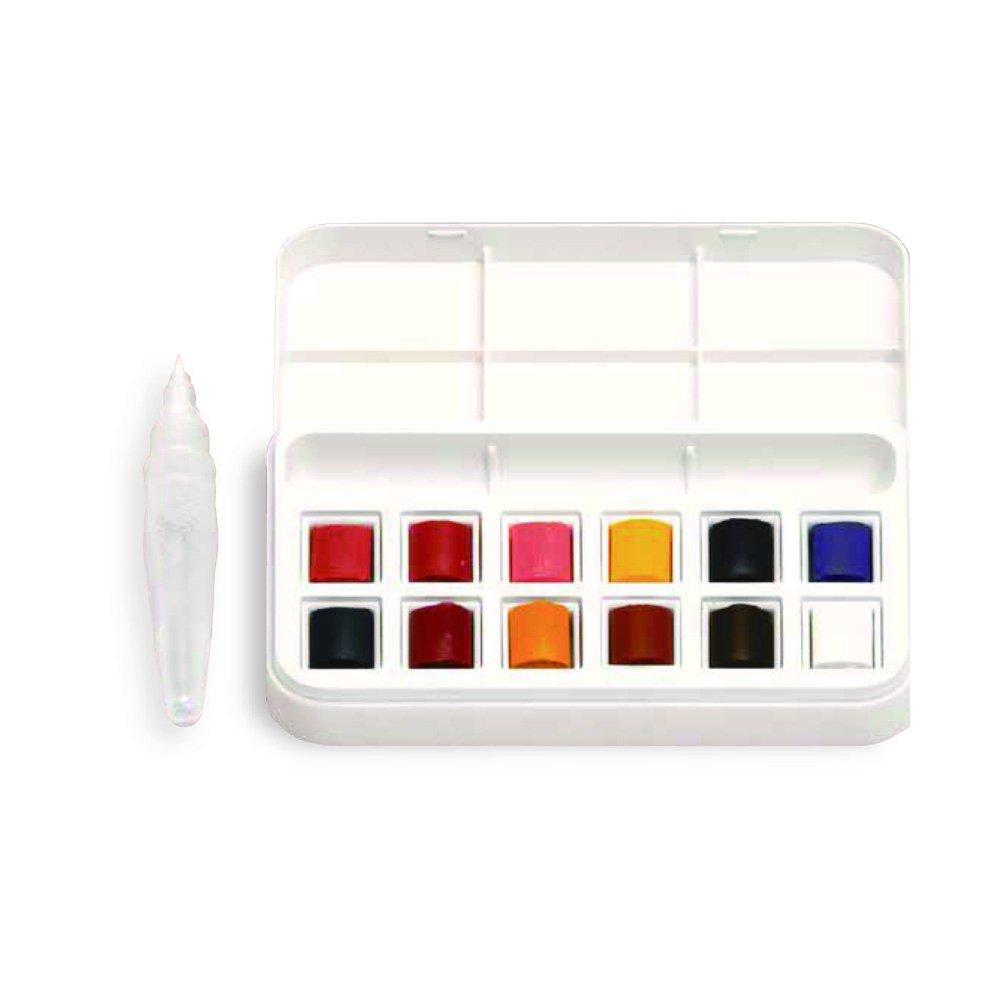 Winsor & Newton Cotman Watercolor Half Pan Set of 12 Colors with Waterbrush (18909012)