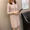 Half Turtleneck Sweater for Women In Autumn and Winter Loose Long-sleeved Mid-length Knitted Dress Solid Color Casual Pullover