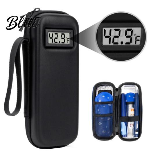 Frigorifero per Conservazione Medicinali Frigorifero per Insulina con Display Digitale della Temperatura Raffreddatore Portatile 2 Buste di Ghiaccio a Lunga Durata per Raffreddamento 8-12 Ore