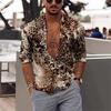 Camicia da Uomo Leopardata alla Moda Top Viola Zaffiro Grigio Casual da Esterno Primavera Estate Materiale di Alta Qualità Taglie Forti
