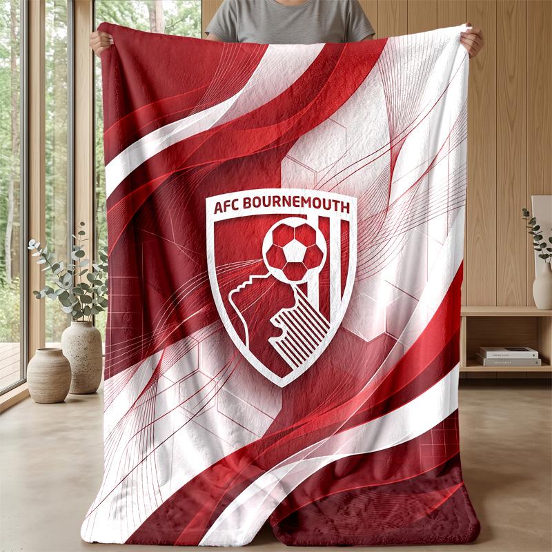 Bournemouth Fußball Druck Flanell Decke, Weiche Warme Leichte Überwurfdecke für Sofa Bett Camping