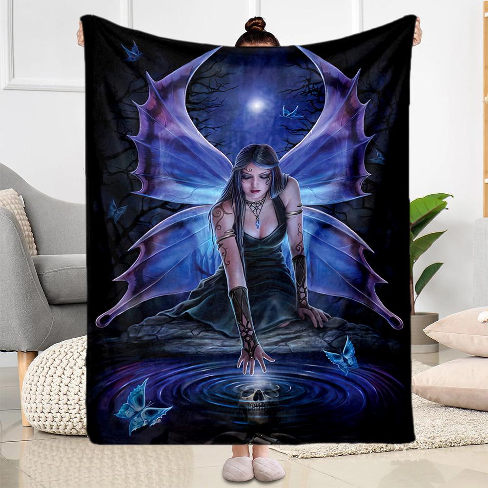 Gothic Style Blanket Soft Warm Cozy Perfect for Seaside Office Chair Four Seasons Universal Playful Design Best Holiday Gift for Friends Family