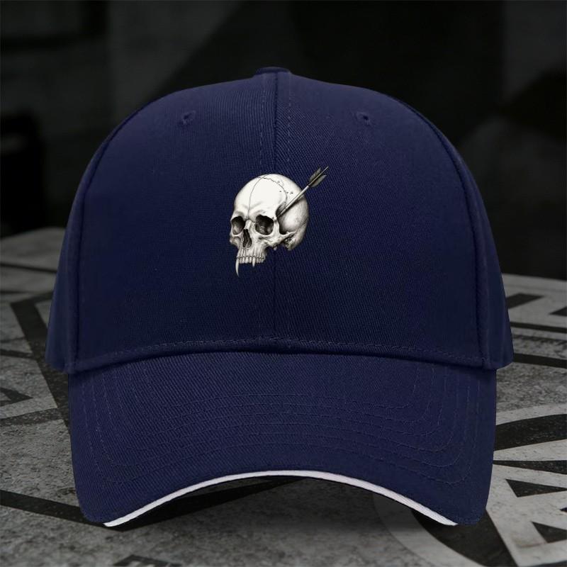 Skull and Arrow Graphic Baseball Cap Vampire Fang Style Street Adjustable Polyester Baseball Hat