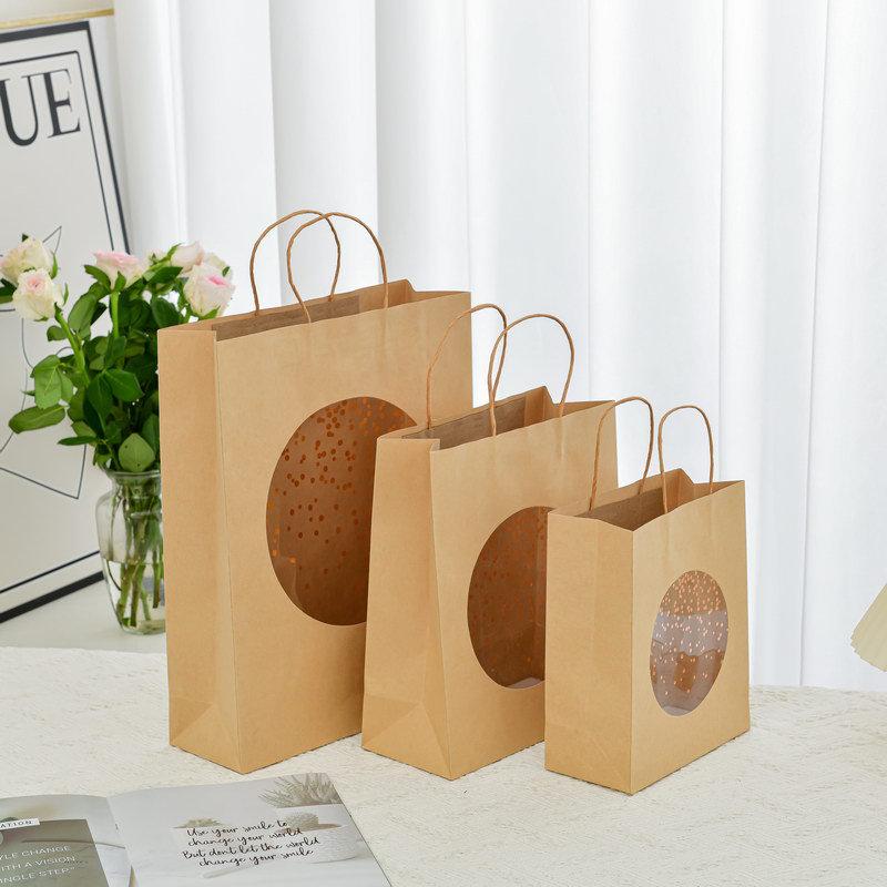 Creative Kraft Paper Window Gift Tote Bag for Birthday or Shopping