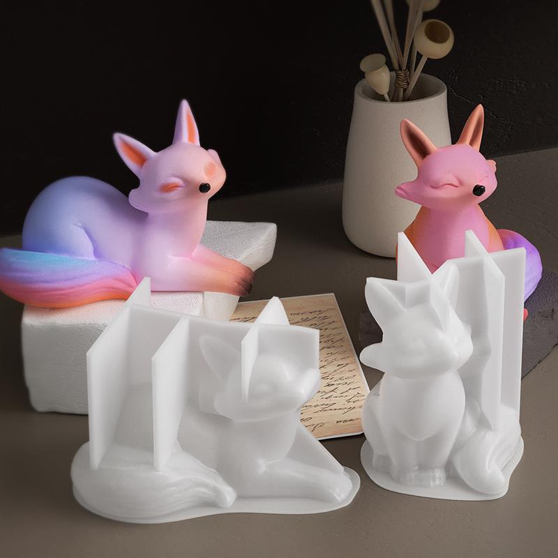 3D Stereo Fox Silicone Mold DIY Animal Shaped Candle Mold Gypsum Soap Candle Making Supplies Handmade Chocolate Cake Decoration