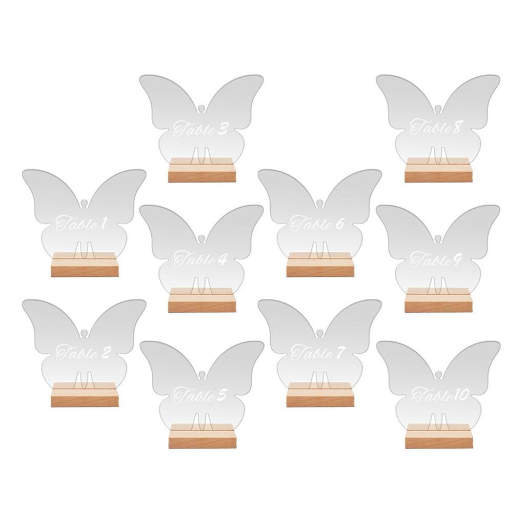 Acrylic Table Sign Holder with Wooden Base 10pcs Blank Clear Wedding Sign Number Place Card Holder Display Stand for Bar