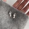 White Pearl Stud Earrings 925 Silver Needles Geometric Individual Cold Wind Design Earrings Temperament High-end Earrings