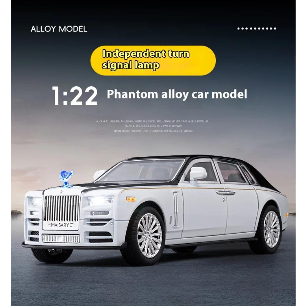 1/22 Scale Rolls Phantom Alloy Car Model Diecasts Metal Vehicles Collect Simulated Decorations Sound & Light Gifts for Kids