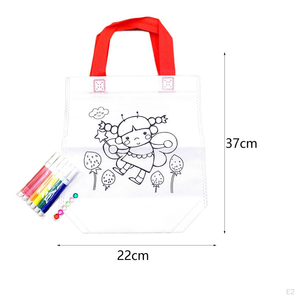 5x DIY Graffiti Bag Portable Reusable Painting Colored Toys Coloring Tote Party Goodie Bags
