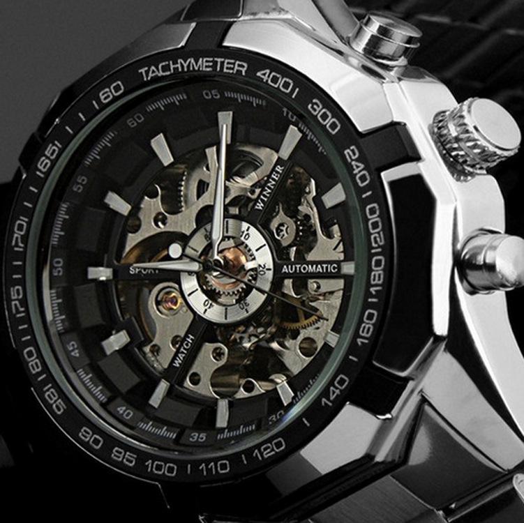 Best-Selling Men's Automatic Skeleton Watch, Stainless Steel Large Dial Luminous Design