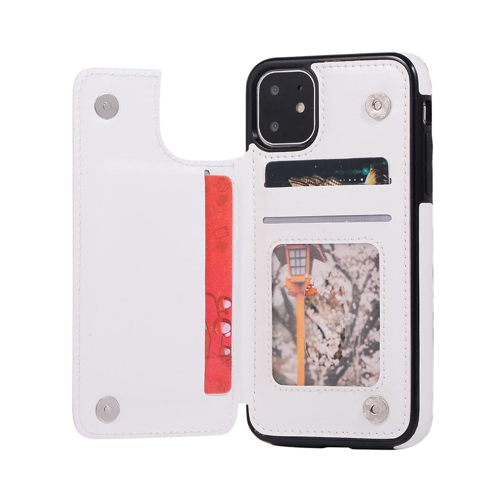 PU Leather Antifall Phone Back Cover Case For iPhone 11 6.1 Inch White