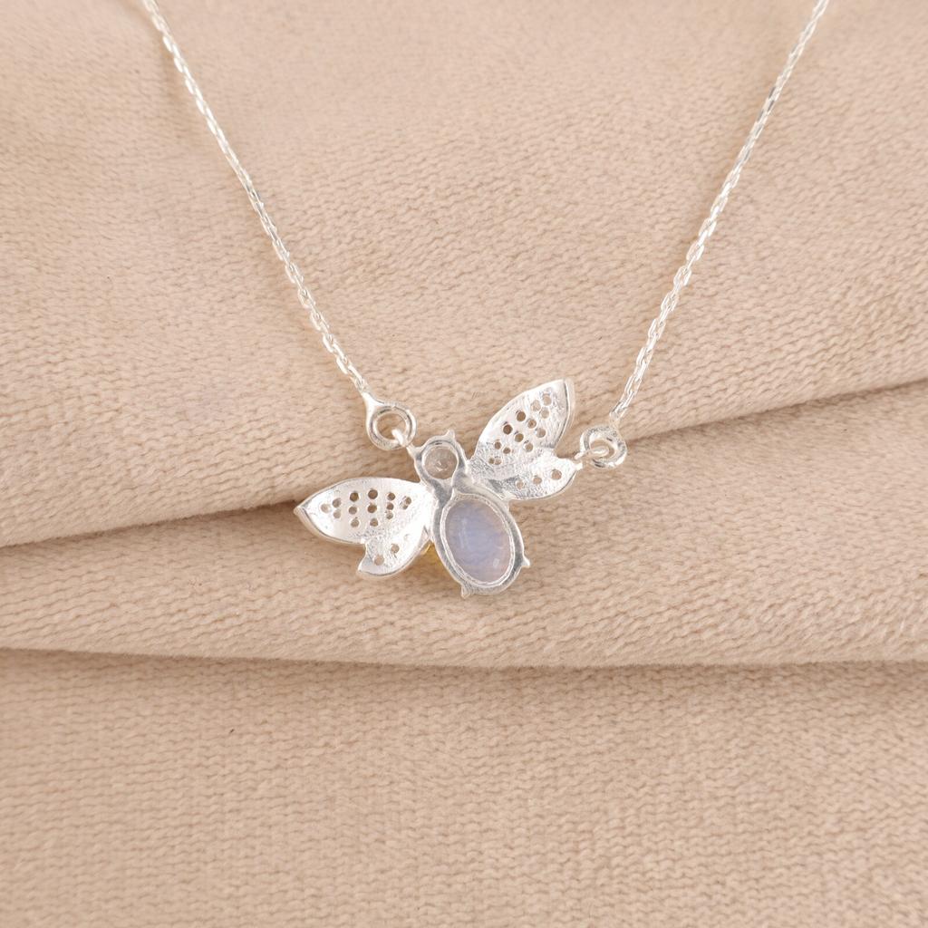 Milky Opal Gemstone 925 Sterling Silver Jewelry For Women Zircon Pendant 0.50" CZP-12-14