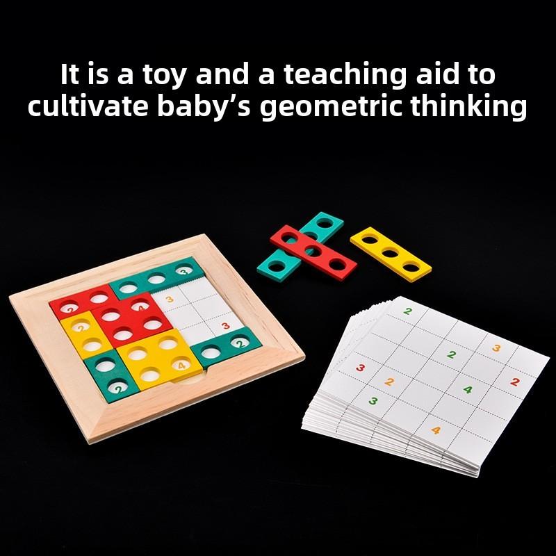 Wooden Mathematical Tetris Thinking Logic Training Puzzle Children Toy Puzzle