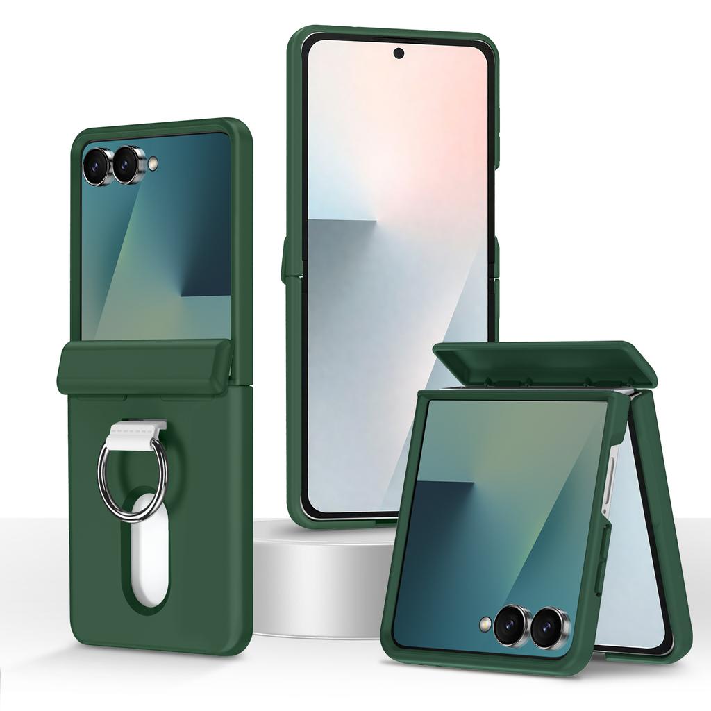 Suitable for Samsung ZFlip 20% Off Foldable Phone Case Flip7 with Ring Stand, Card Slot, Protective Cover, Matte Transparent 6