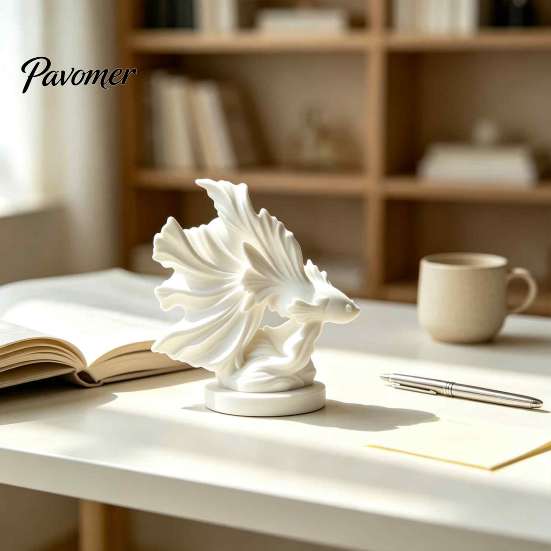 Graceful Fish Figurines Elegant Betta Sculpture Statue, 3D Printed Flowing Fins Sophisticated Display Pieces Figurine, Modern Art Ornament for Living