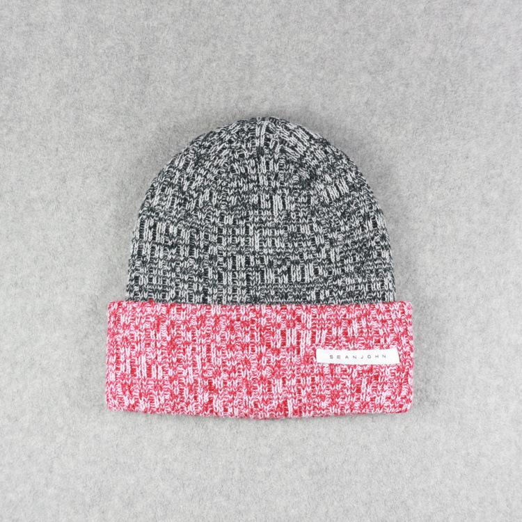 Blended contrasting flanged wool hat, simple cloth label knitted pullover hat, autumn and winter outdoor thermal hat source