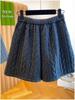 Damen Retro Gepolsterte Kaschmir Zopfmuster Shorts - Weiter Bein A-Linie Bootcut für Herbst/Winter