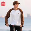 Men's Korean Style Colorblock Raglan Long Sleeve T-Shirt B